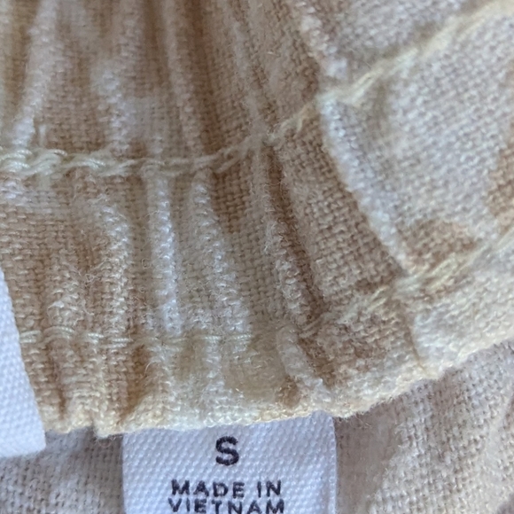 GAP Pull-On Utility Drawstring Linen Shorts White Tan Floral Pockets Small - Picture 6 of 9